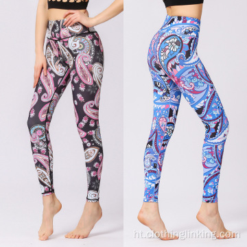 Pantalon Digital pou enprime Yoga pou fanm